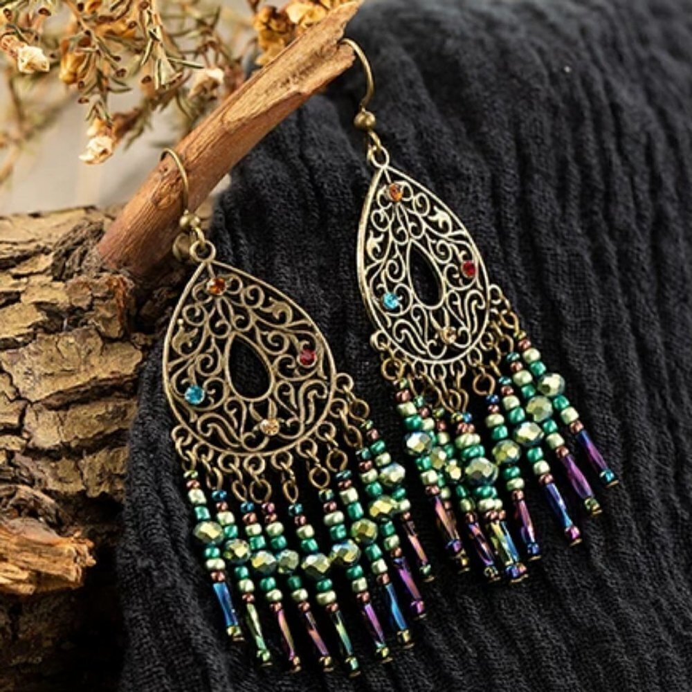 Y2K Vintage Ethnic Bohemian gypsy Water Drop Earrings festival